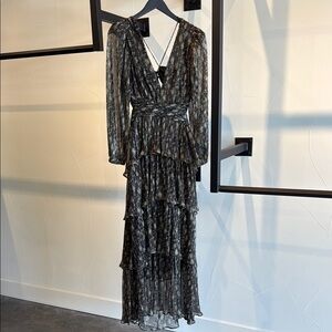 Elegant Black and gold Floral Women's Dress